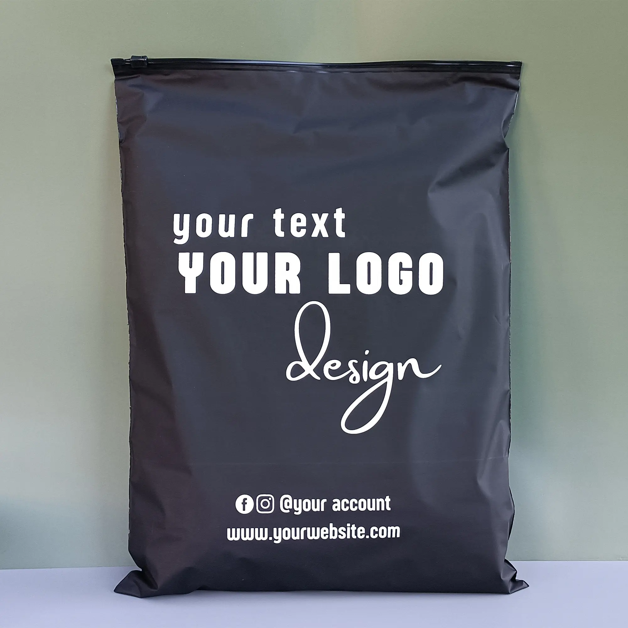 Impressão do logotipo personalizado biodegradável preto plástico zipper saco vestuário sacos hoodies t-shirt embalagem ziplock bolsa