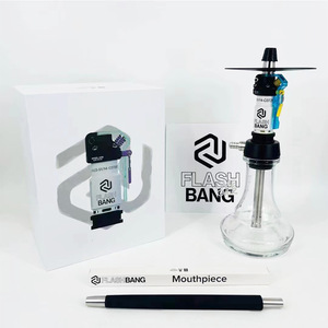 Best Seller çok renkli elektrikli nargile Shisha paslanmaz çelik Shisha Narghile hediye kutusu ile flaş Bang nargile Shisha - Product Image 6