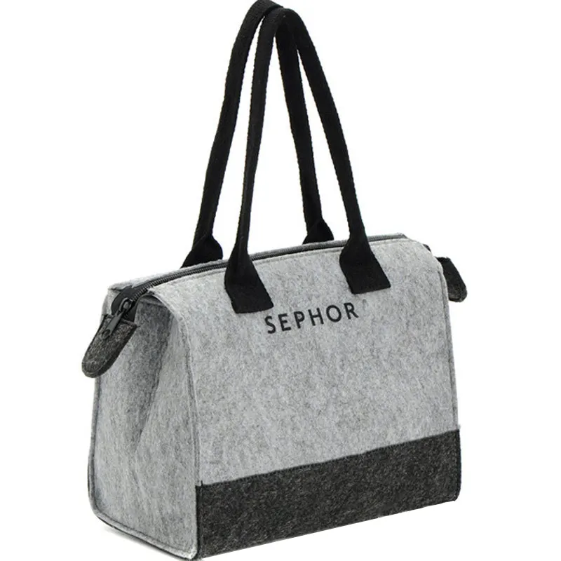 Custom OEM personalized Picnic bag lunch bag Women Handbags gift souvenir felt shopping tote bag with zipper