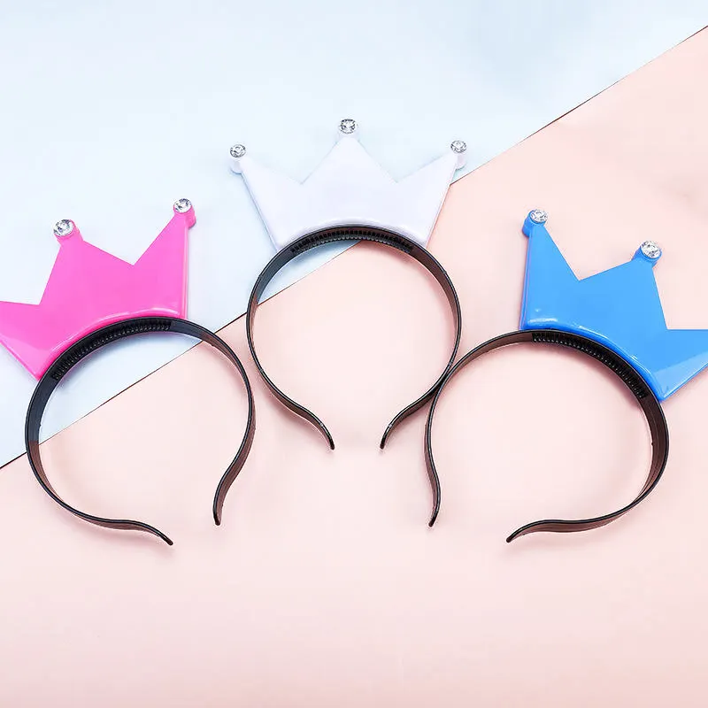 Princesa Tiara Crown Toy Impressão Logo LED Piscando Headband plástico para personalização Girls Party Wedding Birthday hair hoop