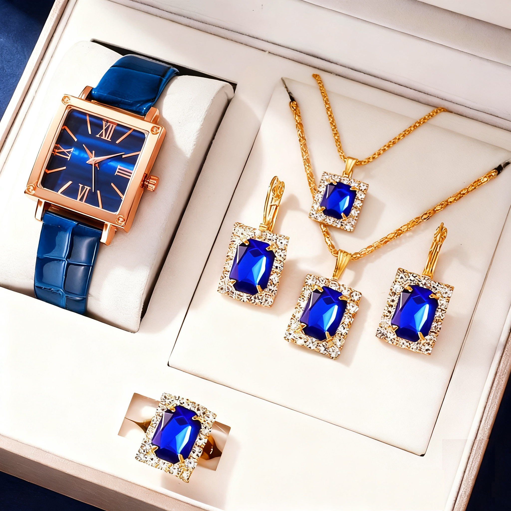 Parure de bijoux bleu+ (sans boîte)