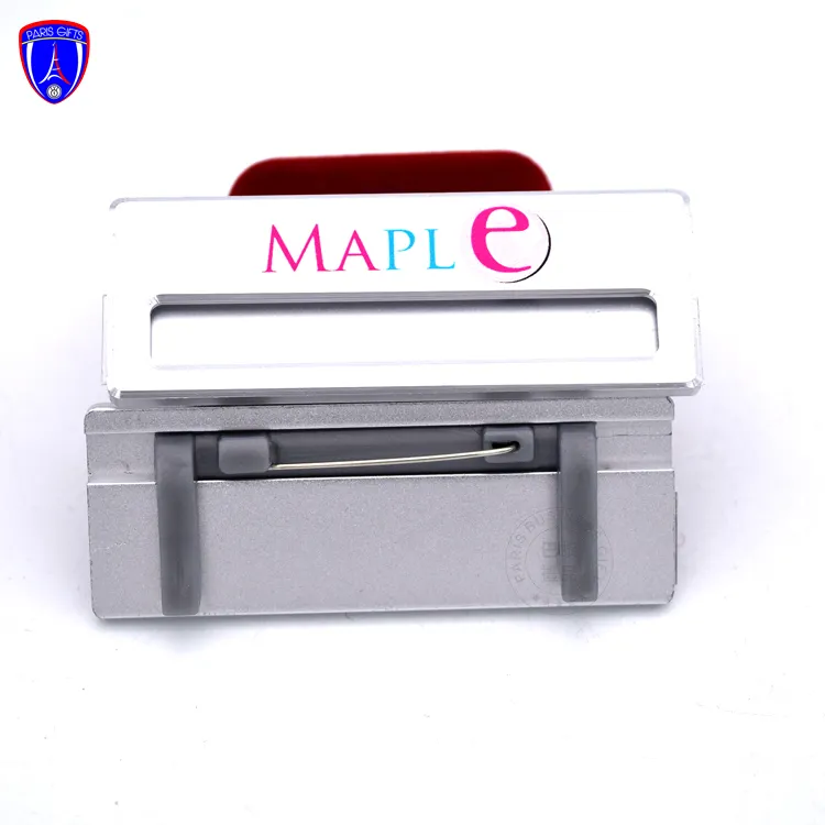 Custom Logo Metal Rectangle Uniform Name Plate with safety pin