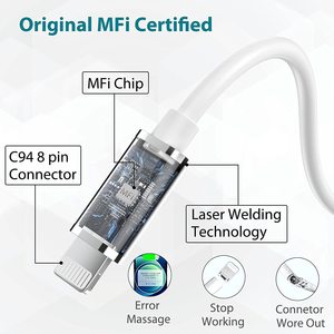 Mfi מוסמך 20w pd <span class=keywords><strong>usb</strong></span> c כדי כבל אור עבור iPhone 14 13 12 פרו מקסימום טעינה מהירה עבור ipad סוג טלפון ipad - Product Image 2