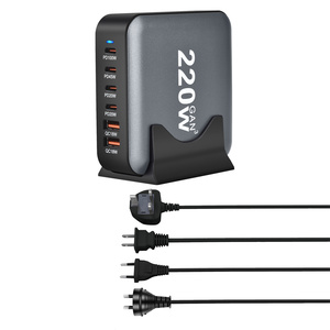 新しい220WGaNデスクトップ充電器6ポートUSBType-CPD充電器急速充電3.0急速充電器モバイルUSB3.0 - Product Image 4