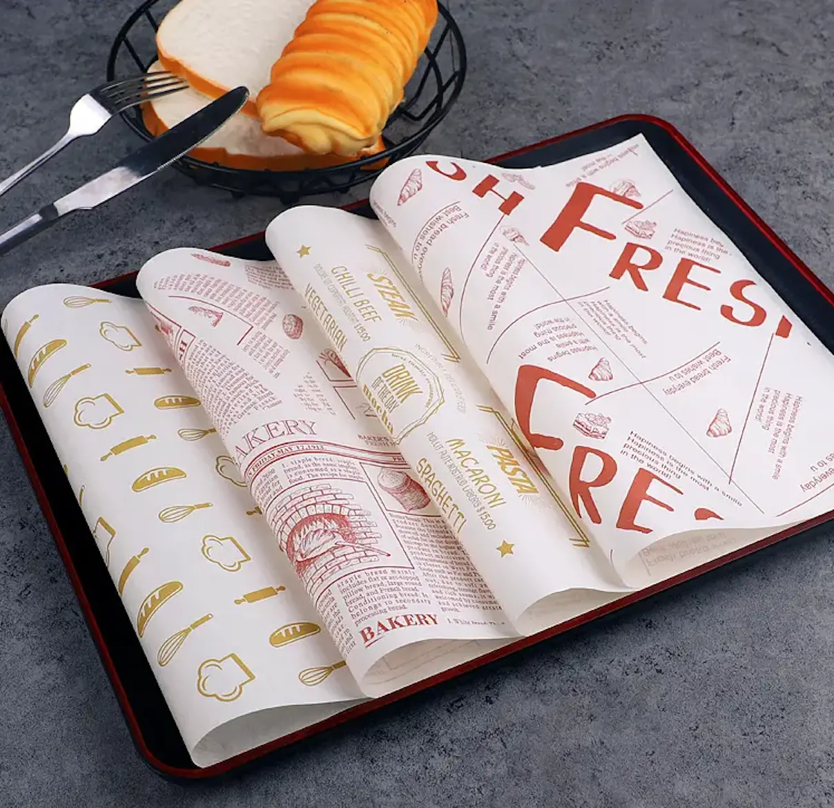 L'avvolgimento degli alimenti utilizza la carta da forno stampata oleata per l'involucro del panino dell'hamburger