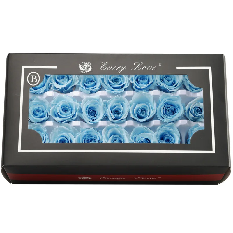 21 adet 2-3cm yüksek kalite korunmuş gül çiçek başları kurutulmuş gül hediye kutusu - Product Image 1