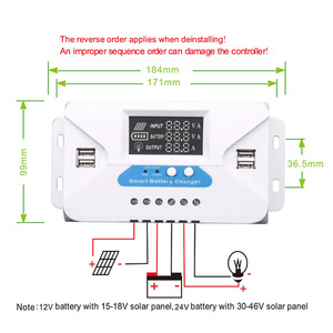 10A-60A caricatore solare Controller 12V/24V per il controllo della luce piombo-acido batterie agli ioni di litio Controller solare - Product Image 6