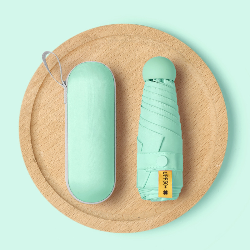Mini 5-fold 6-rib capsule umbrella - mint green
