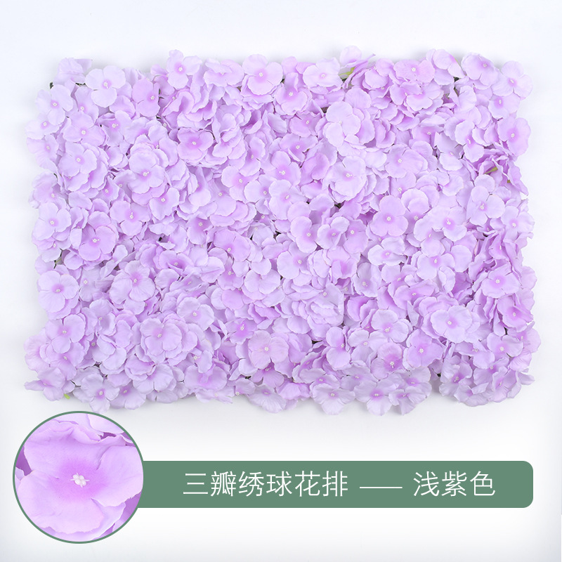 Rangée d'hortensia à trois pétales-violet clair