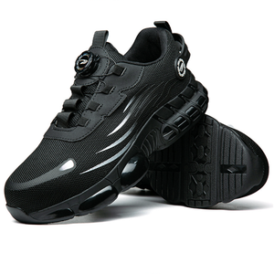 รองเท้าผ้าใบสไตล์สปอร์ตสำหรับผู้ชาย ZG 918 รองเท้าทำงานนิรภัยแบบใหม่ ป้องกันการกระแทกและการเจาะทะลุ สีดำ พร้อมปุ่มหมุนสำหรับงานก่อสร้าง - Product Image 3