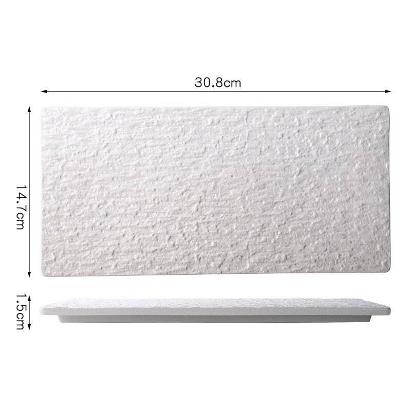 Assiette à sushi 12 pouces avec bord carré blanc