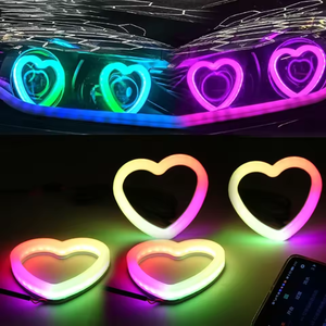 Melek gözler RGB kalp Halo APP kontrol dinamik melek gözler Halo LED dönme sinyali işık DRL otomatik far sis lambası için - Product Image 1