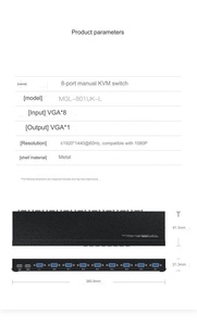 1080p Kvm Vga交换机8端口Usb2.0 Kvm交换机，带桌面控制器视频切换器 - Product Image 3