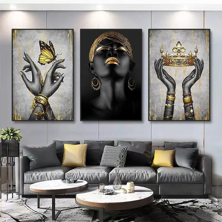 Modern Living Room Hotel Decorative figure portrait Wall Art African Black Women Framed Canvas Print Cuadros Wall Painting