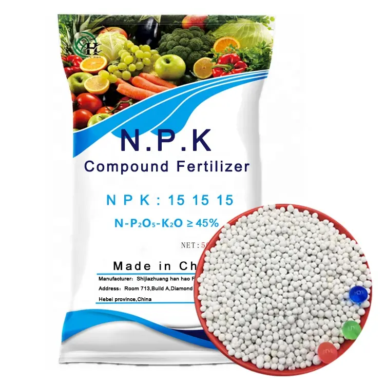 Fertilizante npk saco de 50kg fertilizante npk 15 15 15 grânulos composto fertilizante npk equilíbrio 15-15-15