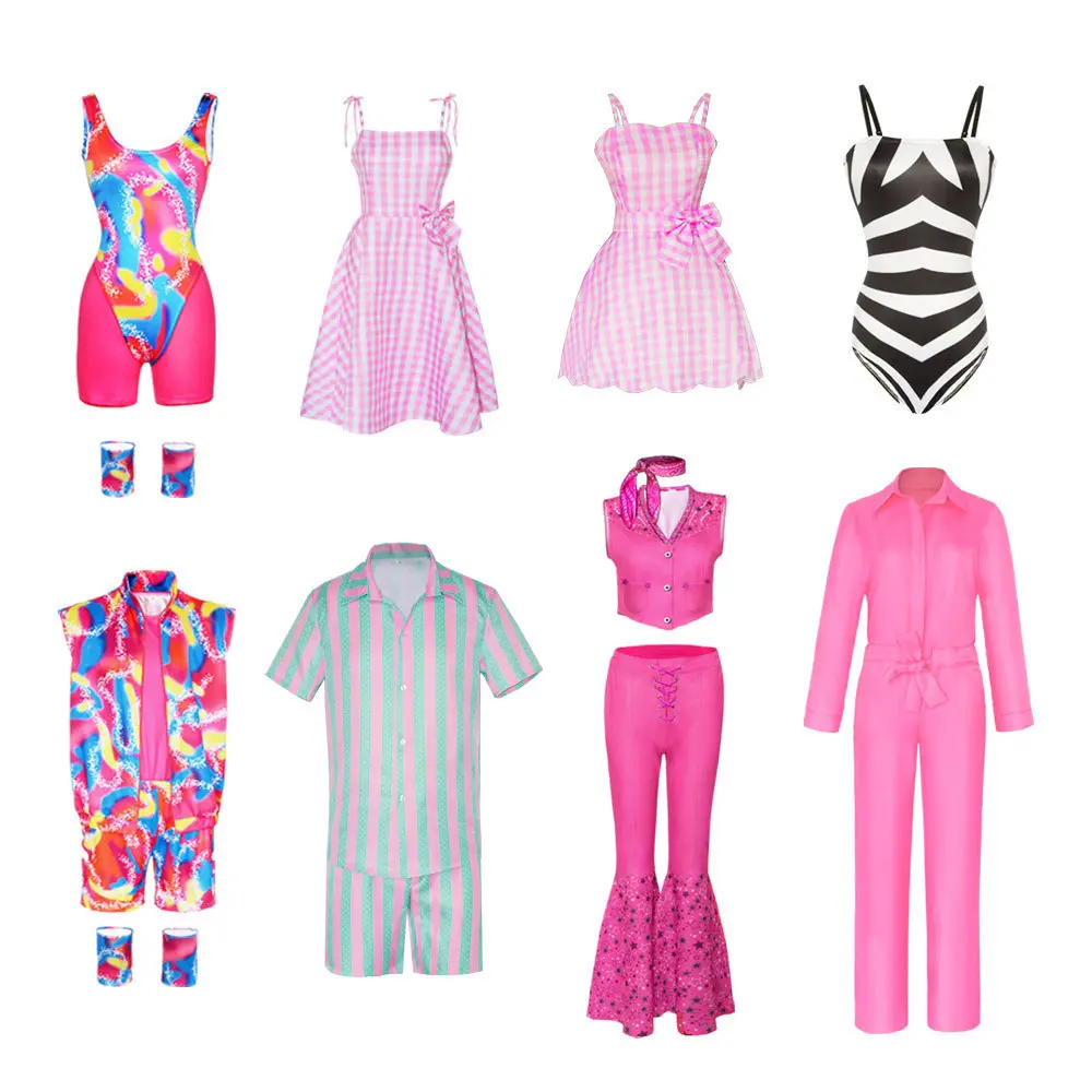 New Movie Film Barbiees Ken Cos Costume Sexy Pink Girls Kids Women Dress accessori Halloween Cosplay Barbiee Costume