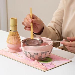 Geling giá tốt nhất gốm hồng làm bằng tay Matcha chawan bát đặt bán buôn tre tùy chỉnh Matcha Whisk Kit <span class=keywords><strong>Set</strong></span> với hộp quà tặng - Product Image 4