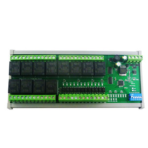 12-DI 12-DO DC 12V 24V RS485 IO板光学隔离NPN输入和12继电器输出Modbus RTU模块 - Product Image 1