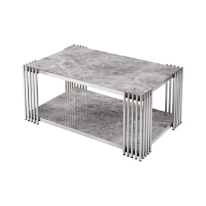 Bàn cà phê riga hiện đại với chân kim loại có thể tùy chỉnh bằng kính cường lực và thiết kế hiện đại cho phòng khách - Product Image 3