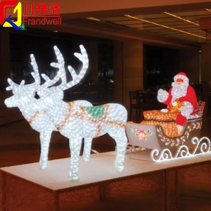 Trineo LED navideño de renos con Papá Noel, gran oferta, para exteriores, tamaño real, 2021