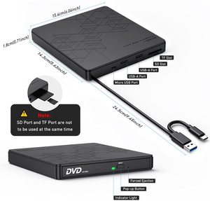 Portable Player USB 3.0 <strong>CD</strong> Rw Writer with SD/TF Card Reader and HUB for <strong>PC</strong> Desktop Laptop Linux External Optical Drive <strong>Rom</strong> Dvd - Product Image 3