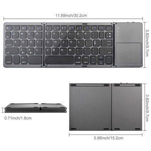 Teclado plegable B033 Bluetooth Mini teclado inalámbrico recargable teclado de 3 pliegues con panel táctil para tableta/PAD/teléfono móvil - Product Image 5