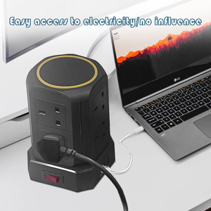 Interruttore di sovraccarico della presa di estensione della torre Standard del Regno Unito 2 USB-A 1 porta di tipo C 8 prese per rete NFC cavo 5m presa da tavolo - Product Image 5
