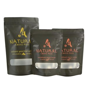 定制设计铝箔哑光黑色咖啡袋，带脱气阀，用于咖啡包装
