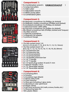 TGS热卖399件手动工具套装成套工具箱手推车铝储物箱工具包带轮子的手提箱 - Product Image 6