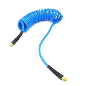 25&quot; PU Recoil <strong>Hose</strong> 1/4&quot; NPT Pneumatic Blue Air Spiral Tubing with Pig Tail <strong>Compressed</strong> Air Tool <strong>Hose</strong> - Product Image 1