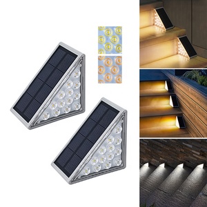 Stairs <strong>Led</strong> Light Auto on Off Solar Step Light White RGB Solid Color Changing Triangle Waterproof Sensor Deck Solar Stair Light - Product Image 5