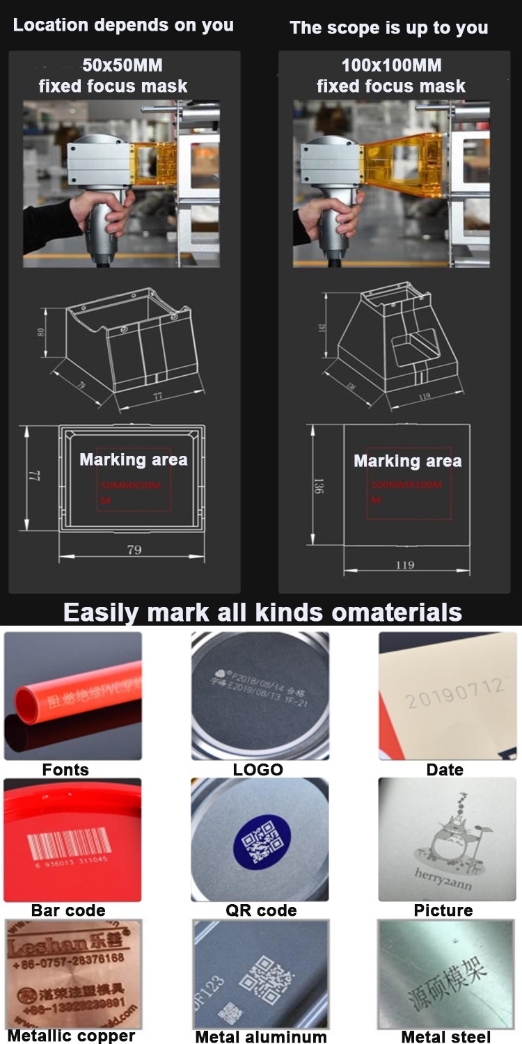 Handheld fiber laser marking machine engine case laser marking
