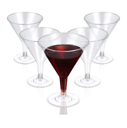 Copos de martini claro vinho plástico descartável sobremesa copo de cocktail para casamentos festas de piquenique fornecedores