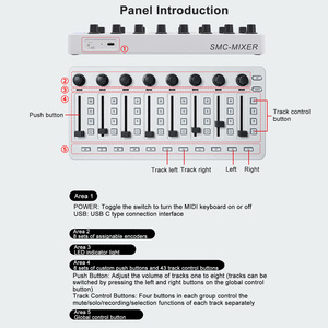 Mezclador de controlador MIDI 8 Botones 43 teclas de control 8 perillas USB BT Consola de mezcla MIDI - Product Image 3
