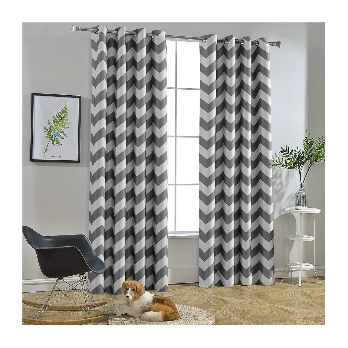 Low Price Supply Hot Sale Cortina Polyester curtain fabric Geometric Pattern Printed Blackout Curtain for the Living Room