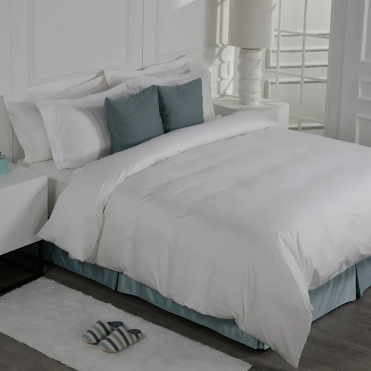 Cinco estrelas hotel 600TC 100% algodão cama folha conjunto bordado logotipo cetim cama capa