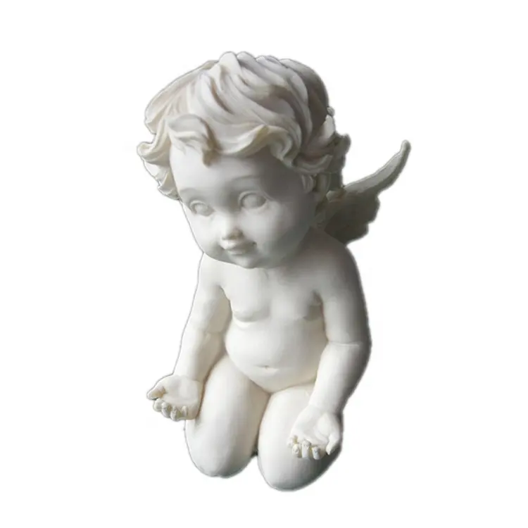 Милая Белая Мраморная Статуя Ангела на коленях скульптура херувима детская статуя Кришны