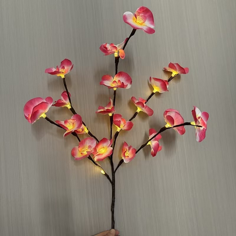 Lampe branche rose, 20 lampes - section à piles, lumière chaude.
