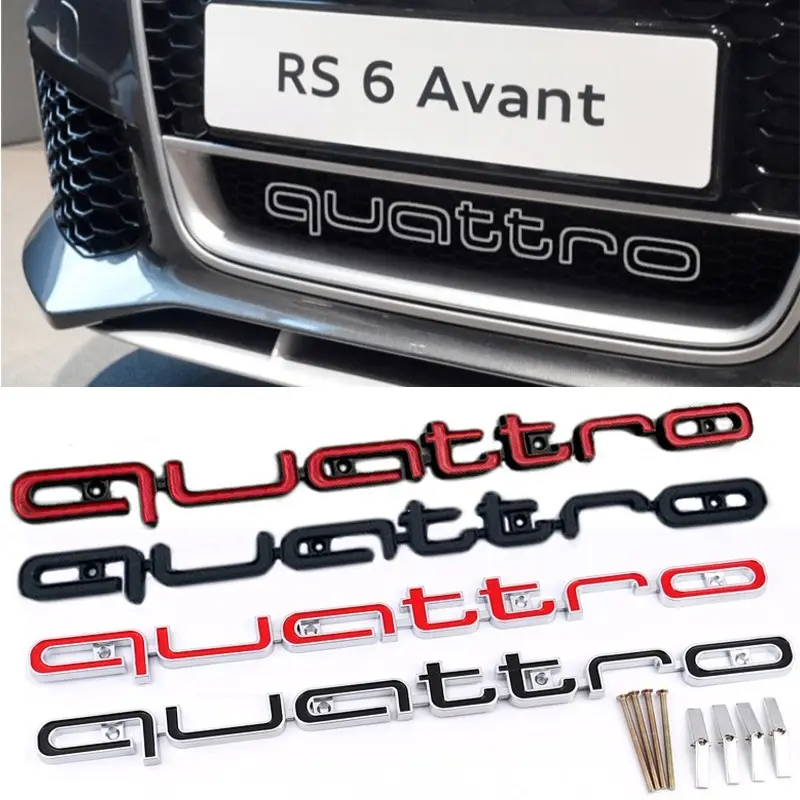 Insigne de Style RS d'emblème de Logo de calandre avant QUATTRO pour AUDI Audi A1 A4 A6 Q5 Q7 TT
