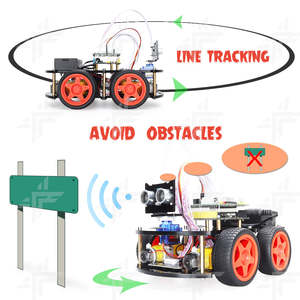 Eparthub Smart Car Robot Kits with <strong>Ultrasonic</strong> <strong>Sensor</strong> for Obstacle Avoidance and Infrared Remote Control Suitable for Beginners