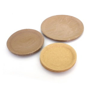 5 6 7 8 9 10 Inch Disposable Kraft Paper Plates Bagasse And Bamboo Colored Birthday Wedding Tableware Kraft Disposable Dishware