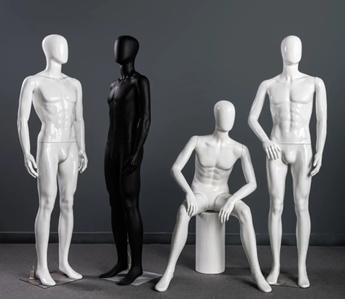 Maniquí de plástico de cuerpo completo para hombre, modelo de ropa de hombre, expositor de pie, color blanco y negro, buena calidad