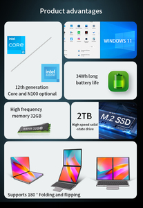 Nuevo portátil de 2 pantallas Intel I3 1215U Dual 10,95 pulgadas IPS pantalla táctil Win 11 ordenador de oficina 2 en 1 Tablet PC Notebook WiFi 6 - Product Image 3