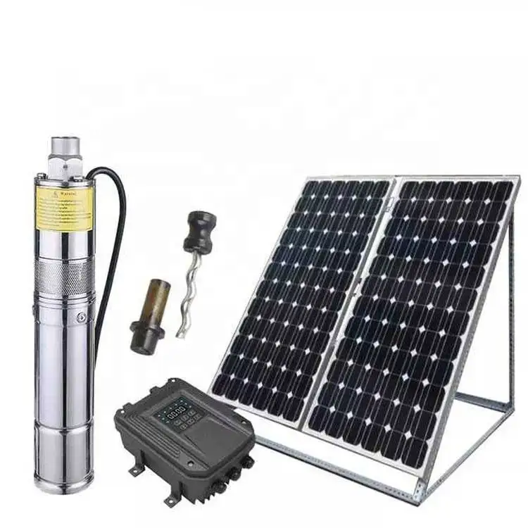 Bomba de agua Solar sumergible para pozo profundo, Kit completo de acero inoxidable para riego agrícola