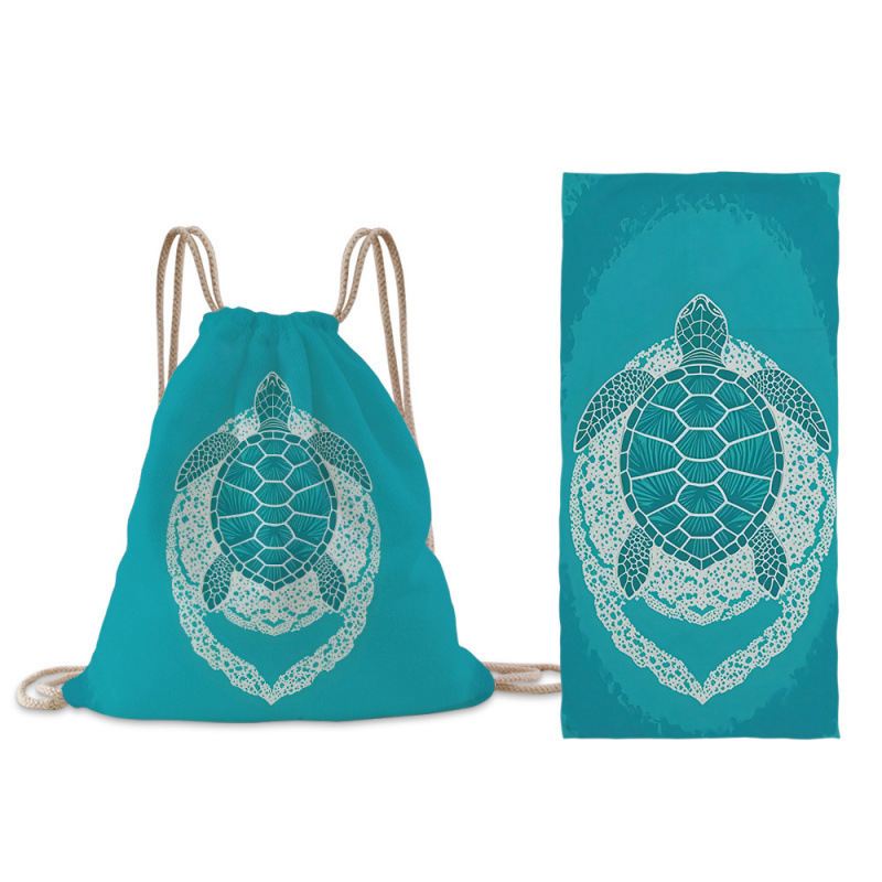 Toalla de playa con diseño de tortuga verde