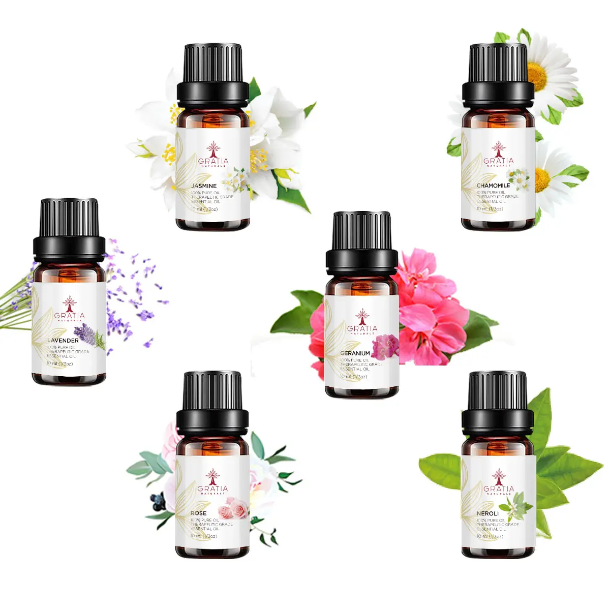 Set de 6 fórmulas de aceites esenciales orgánicos de grado terapéutico, fragancias florales 100% naturales para aromaterapia, aceites esenciales para difusor