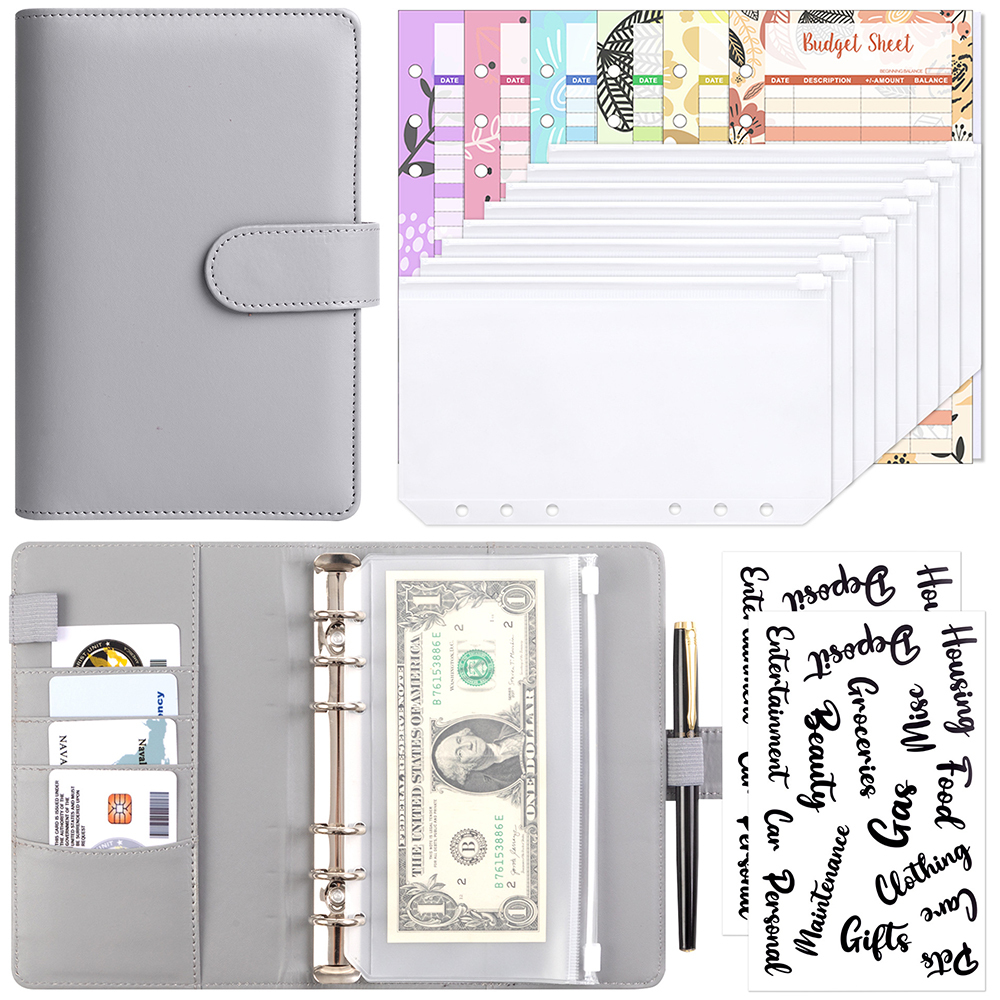 Gray Shell+12 Budget Sheets+8 Receipts Bags+2 English Stickers