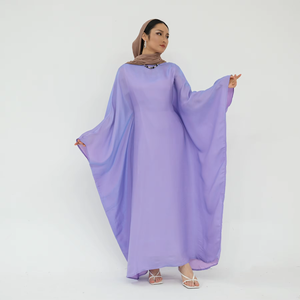 YibaoliメーカーEidMubarakアラビア語バットウィングイスラム教徒のドレスドバイ20色バタフライサテンアバヤ