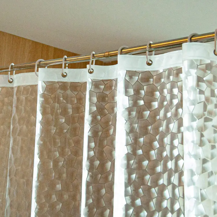 Cortina 3d de água, cortina de banheiro para chuveiro em cubo de água clara à prova d'água