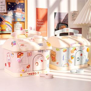 カワイかわいい家の節約、女の子のためのロックとキー貯金箱付き貯金箱大人紙幣コイン収納キッズバースデーギフト/ - Product Image 5